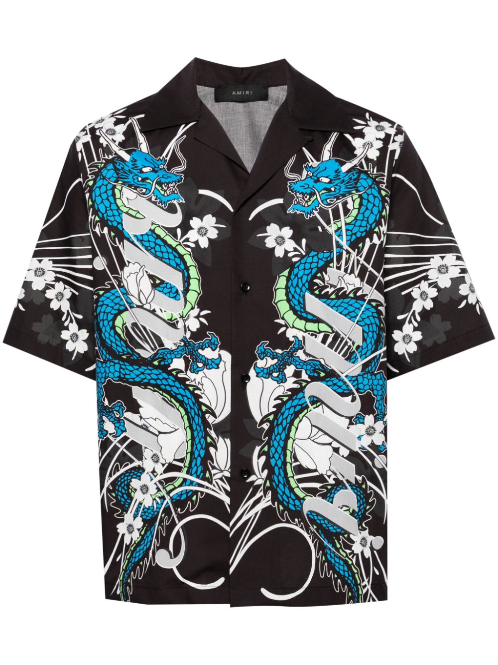 AMIRI Dragon printed bowling shirt - Black von AMIRI