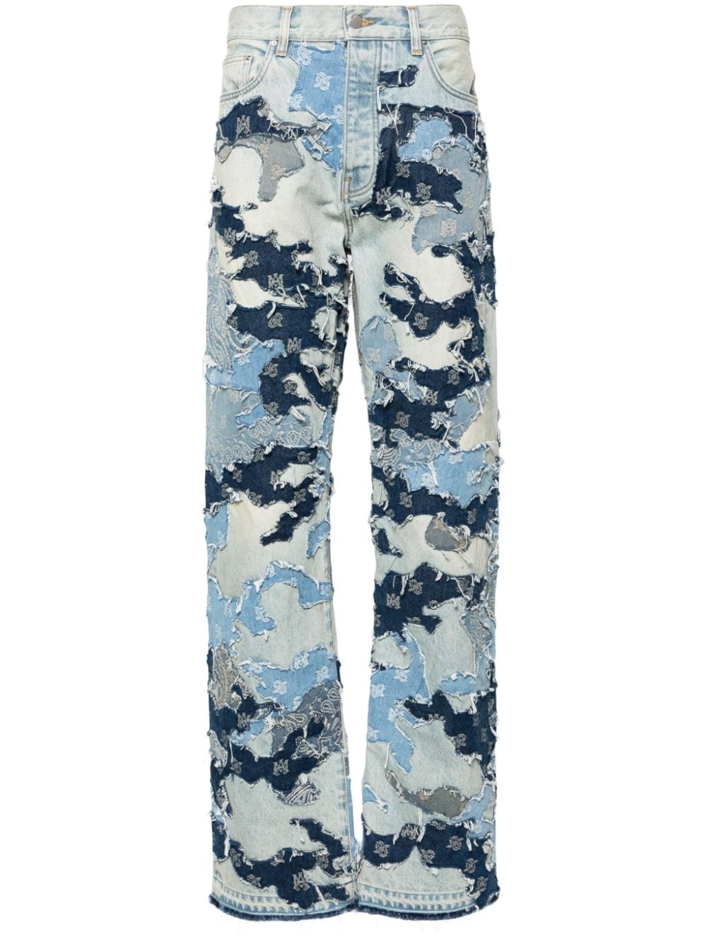 AMIRI Patchwork mid-rise straight-leg jeans - Blue von AMIRI