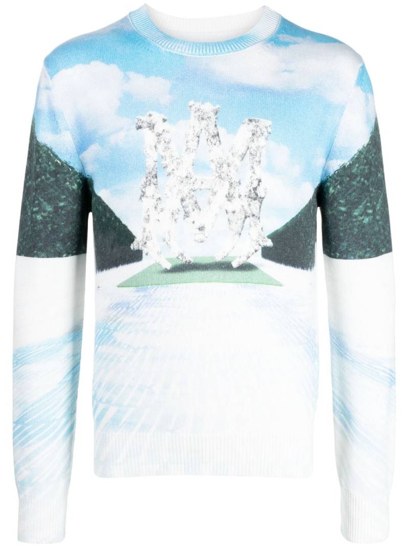 AMIRI Runway logo-intarsia jumper - Blue von AMIRI