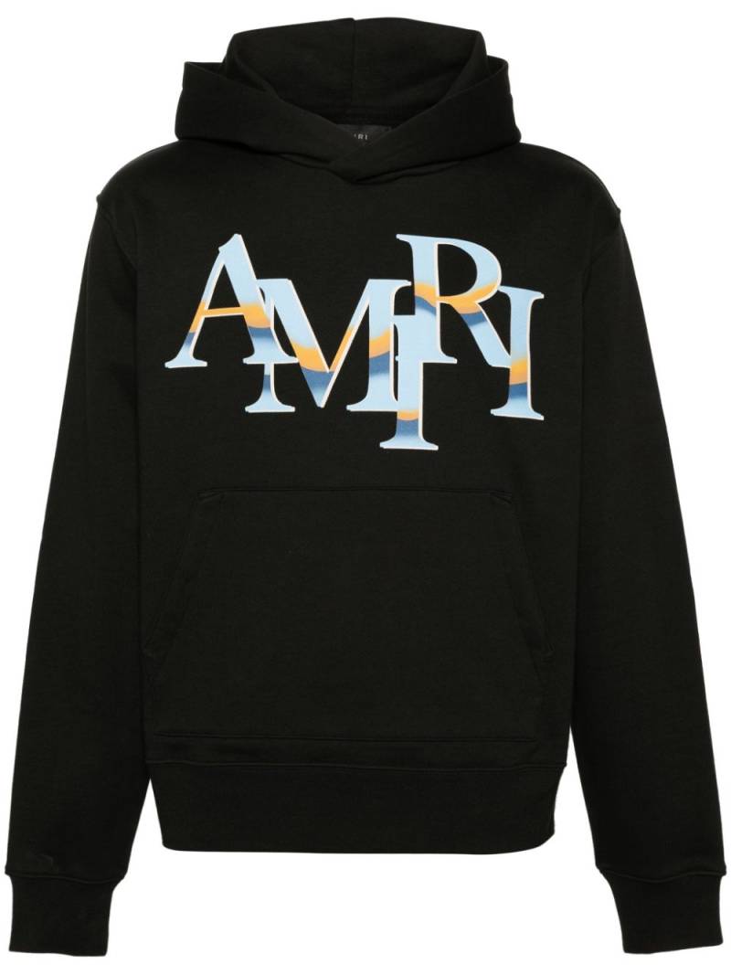 AMIRI Staggered-chrome cotton hoodie - Black von AMIRI