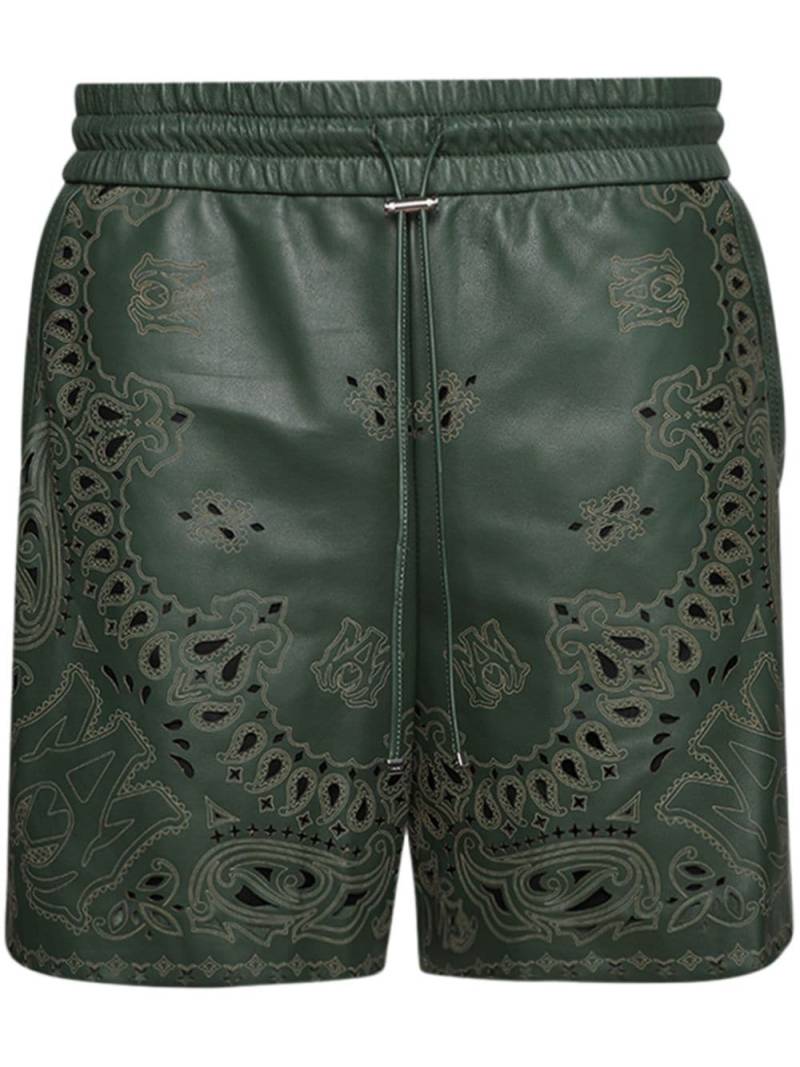 AMIRI bandana laser-etched leather shorts - Green von AMIRI
