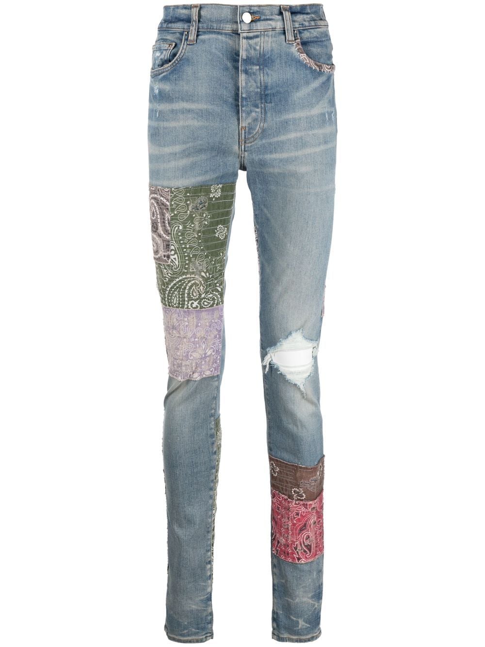 AMIRI distressed patchwork skinny jeans - Blue von AMIRI