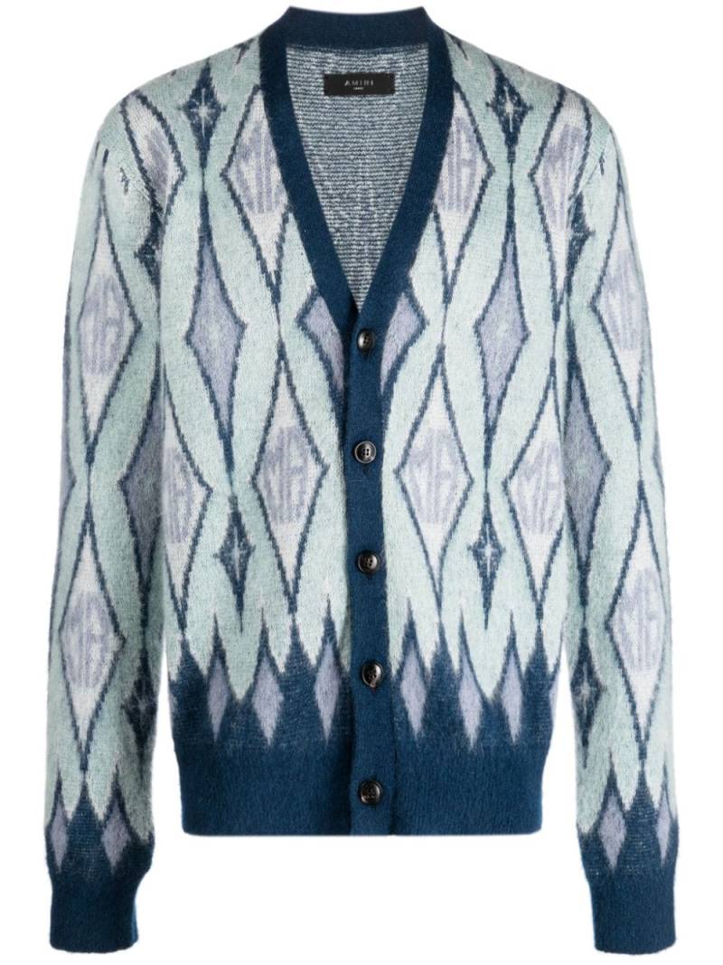 AMIRI argyle-knit cardigan - Blue von AMIRI