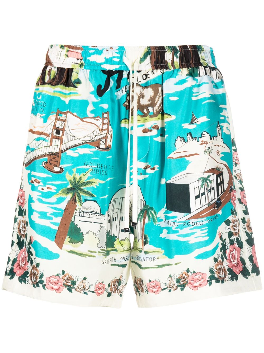 AMIRI graphic-print silk shorts - Blue von AMIRI