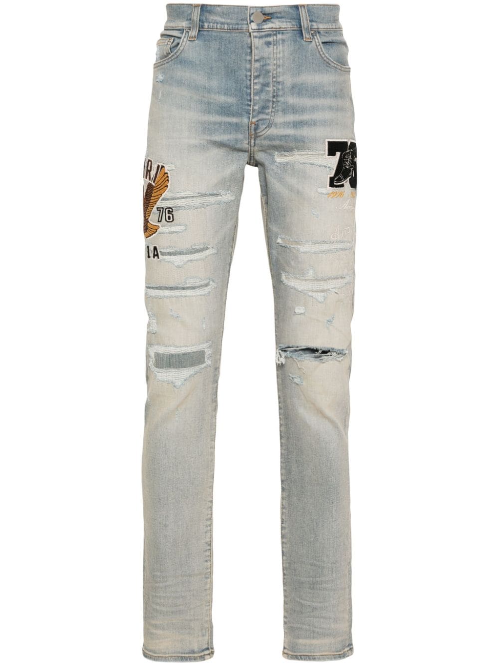 AMIRI logo-appliqué skinny jeans - Blue von AMIRI