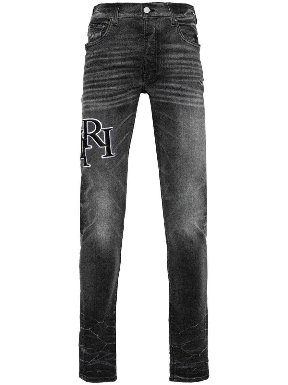 AMIRI logo-embroidered skinny jeans - Grey von AMIRI