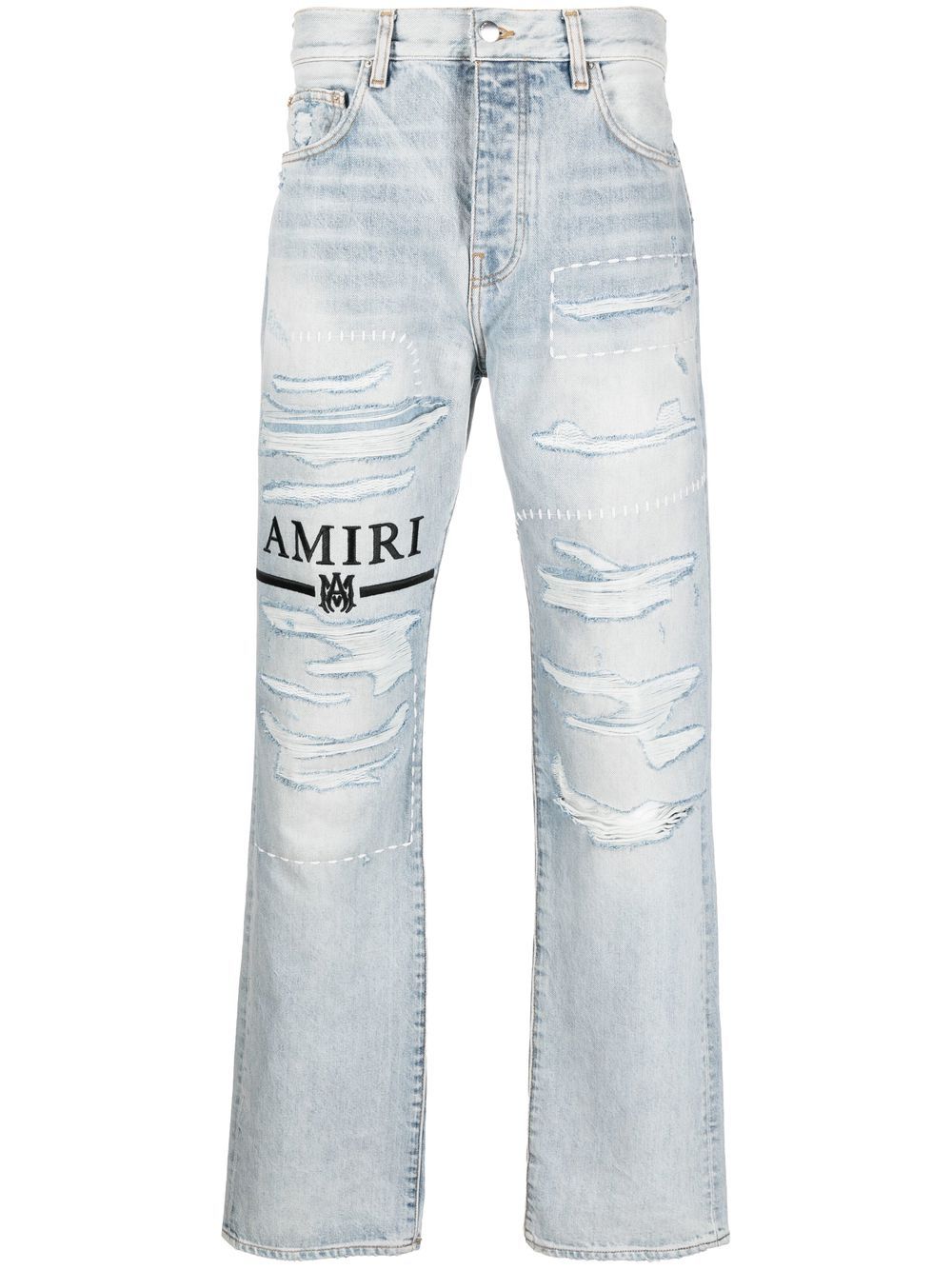 AMIRI logo-embroidery ripped jeans - Blue von AMIRI