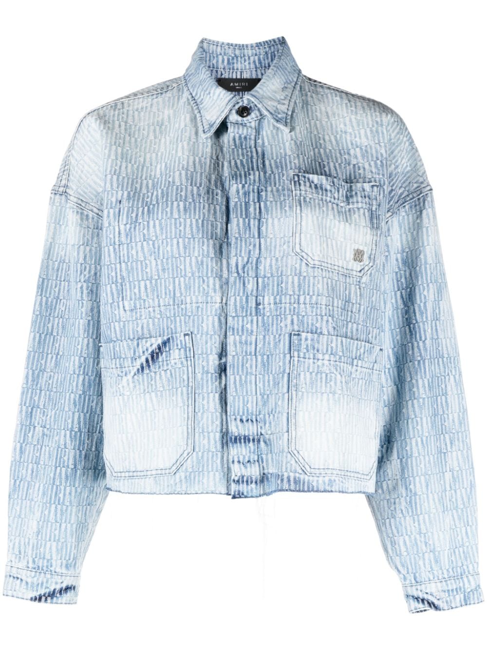 AMIRI logo-jacquard washed denim jacket - Blue von AMIRI