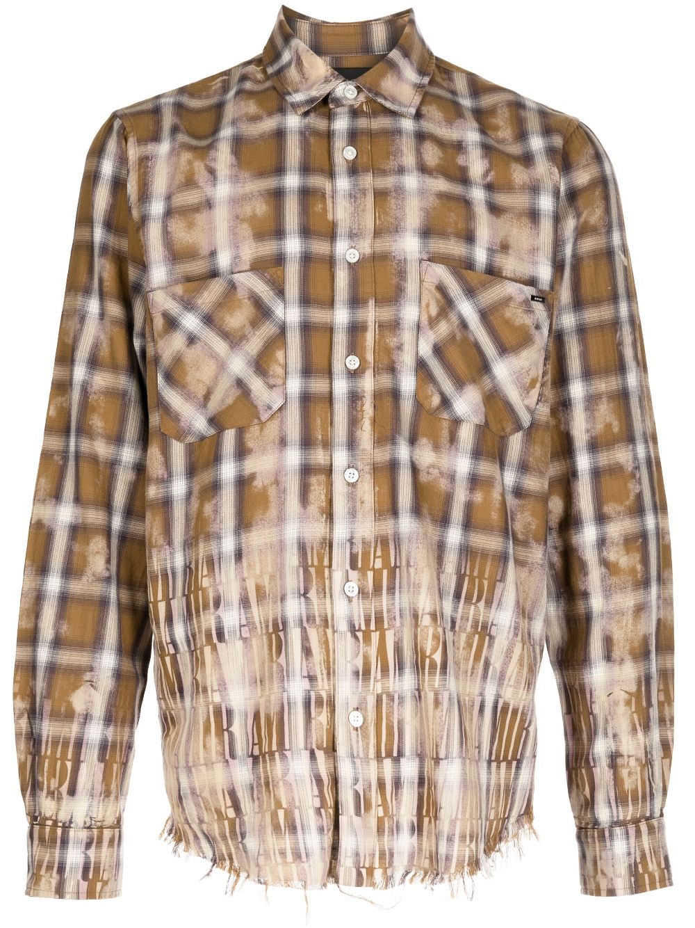 AMIRI logo-print bleached flannel shirt - Brown von AMIRI