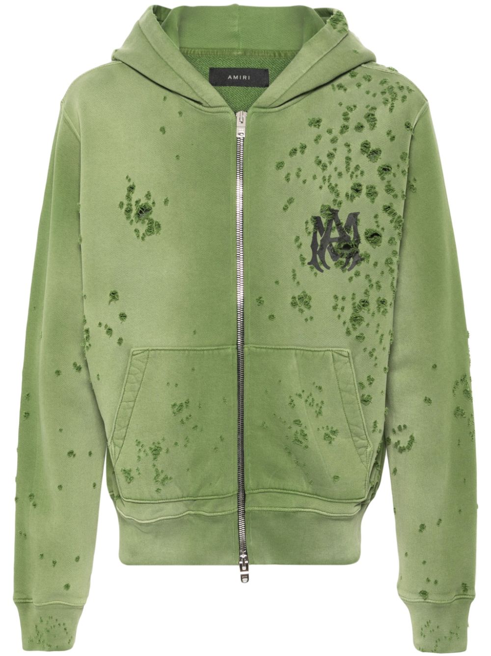 AMIRI logo-print distressed hoodie - Green von AMIRI