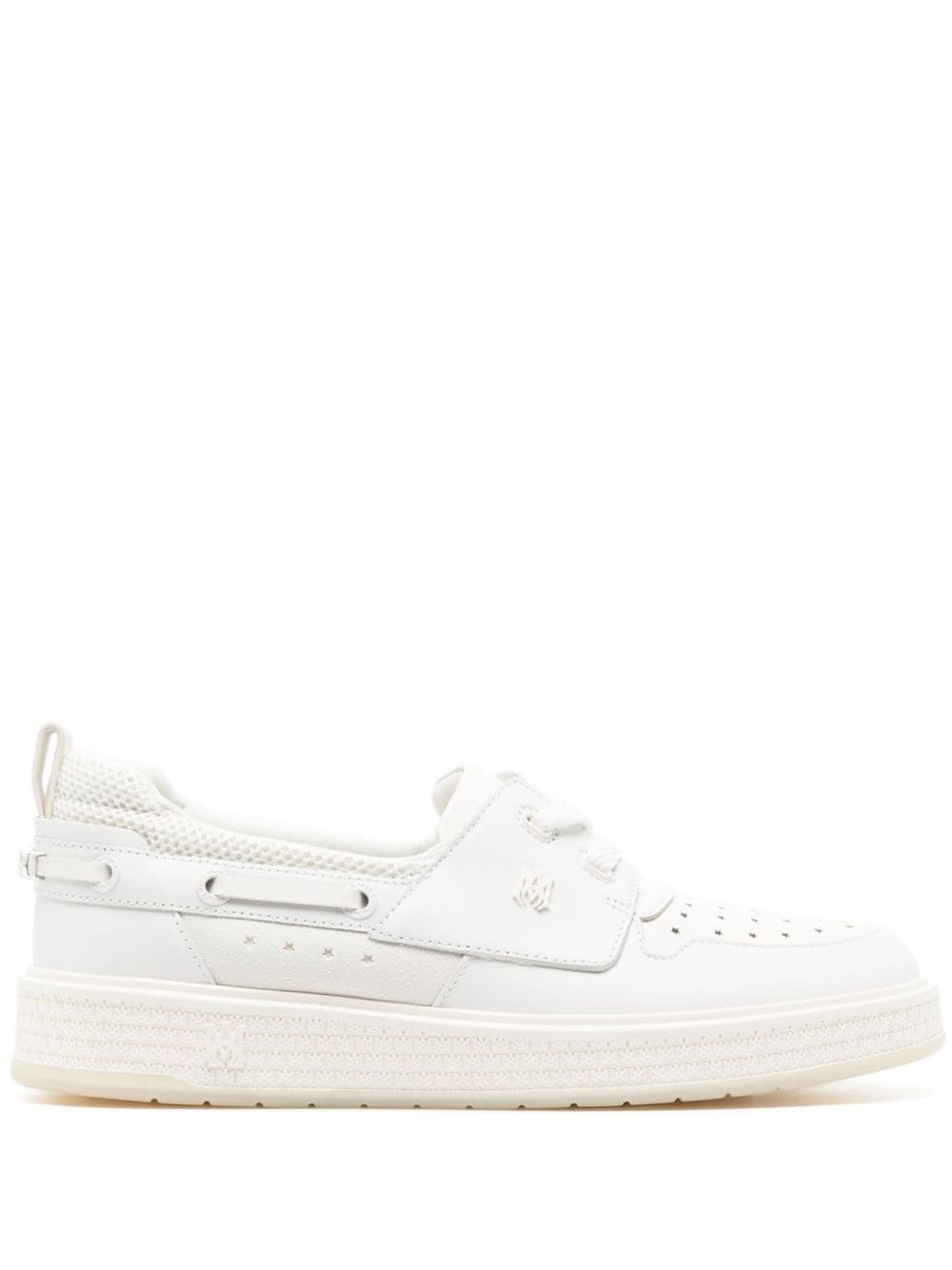 AMIRI monogram-plaque leather boat shoes - White von AMIRI