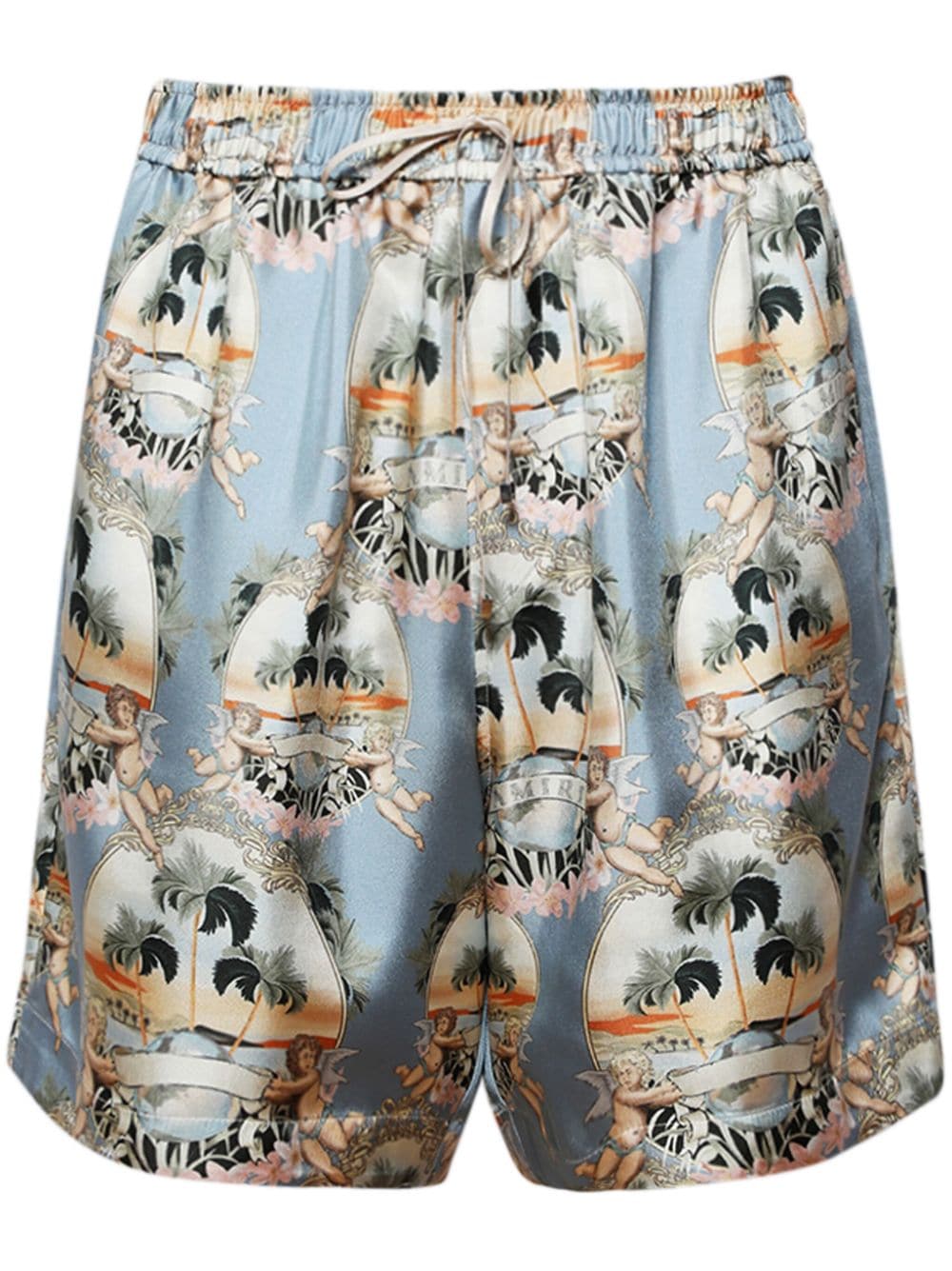 AMIRI palm tree-print silk shorts - Blue von AMIRI