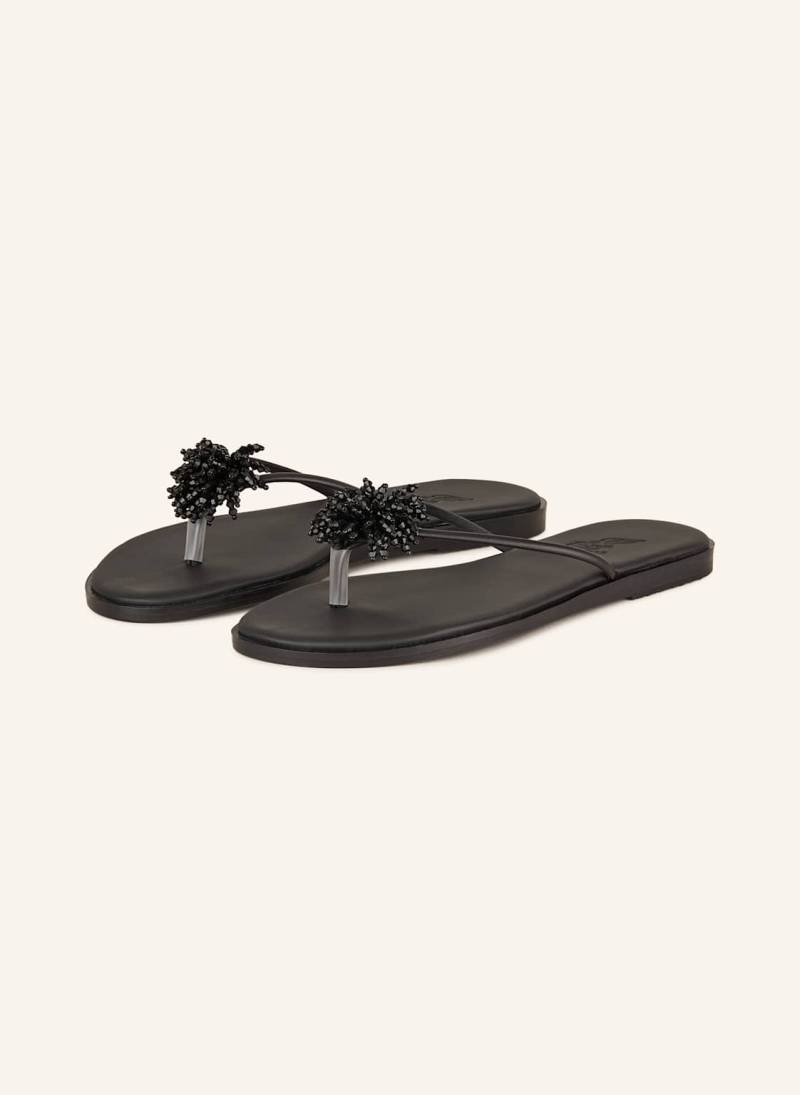 Ancient Greek Sandals Zehentrenner Cleo Mit Schmucksteinen schwarz von ANCIENT GREEK SANDALS
