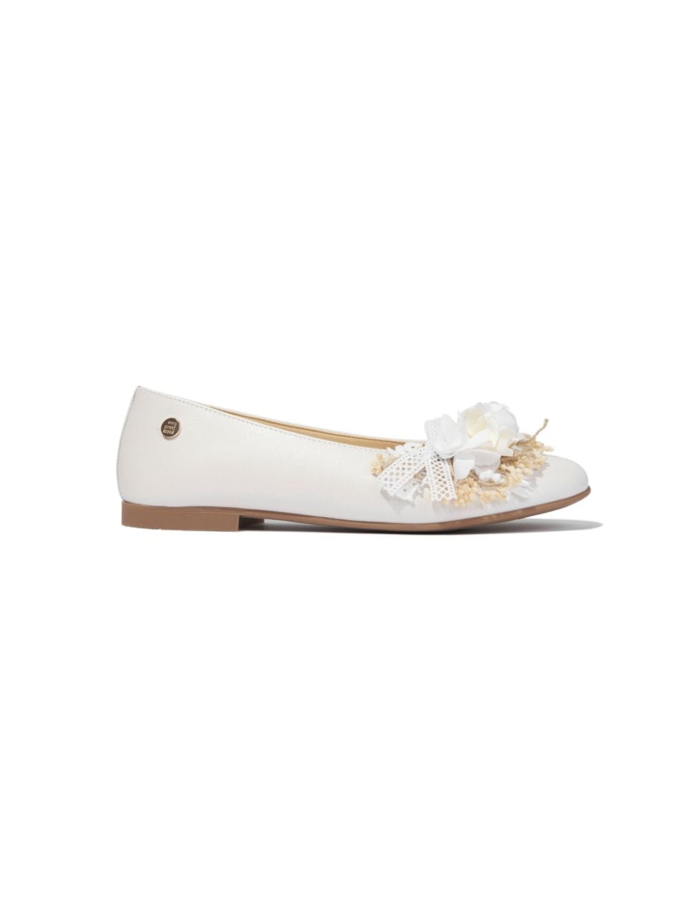 ANDANINES floral-appliqué leather ballerina shoes - White von ANDANINES