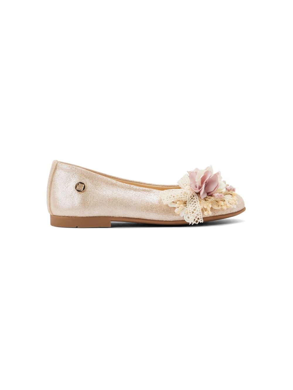 ANDANINES floral-appliquéd leather ballerina shoes - Pink von ANDANINES