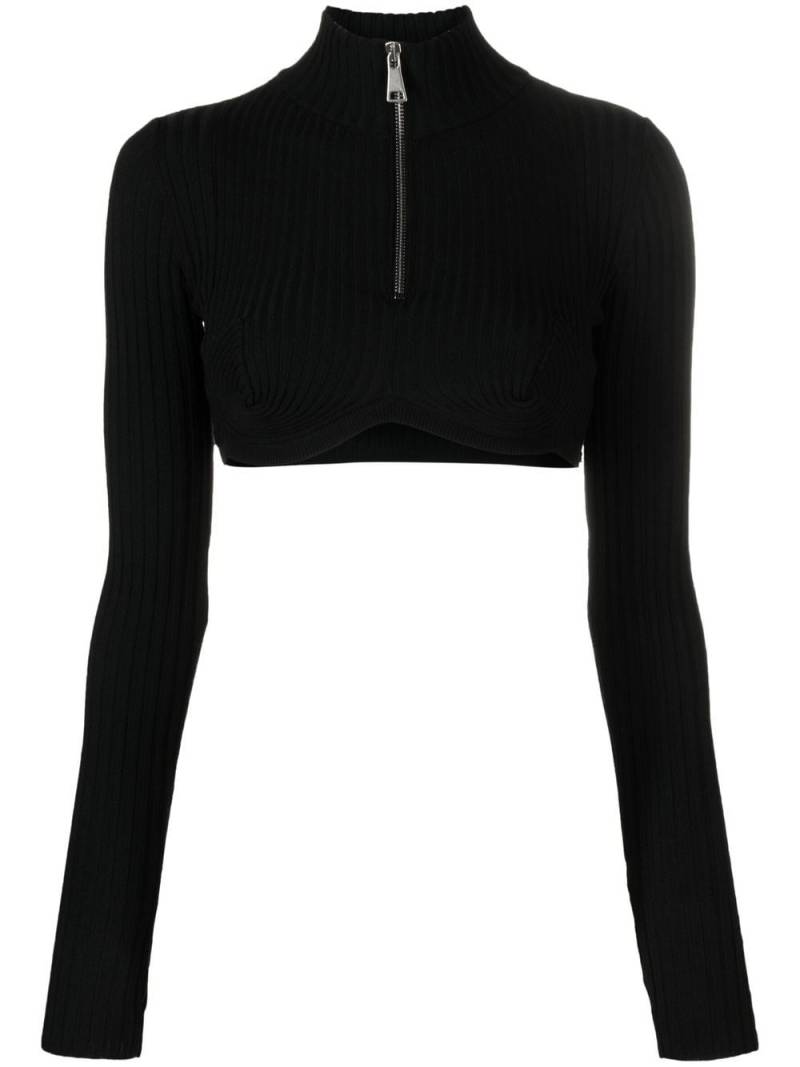 ANDREĀDAMO cropped half-zip fastening top - Black von ANDREĀDAMO