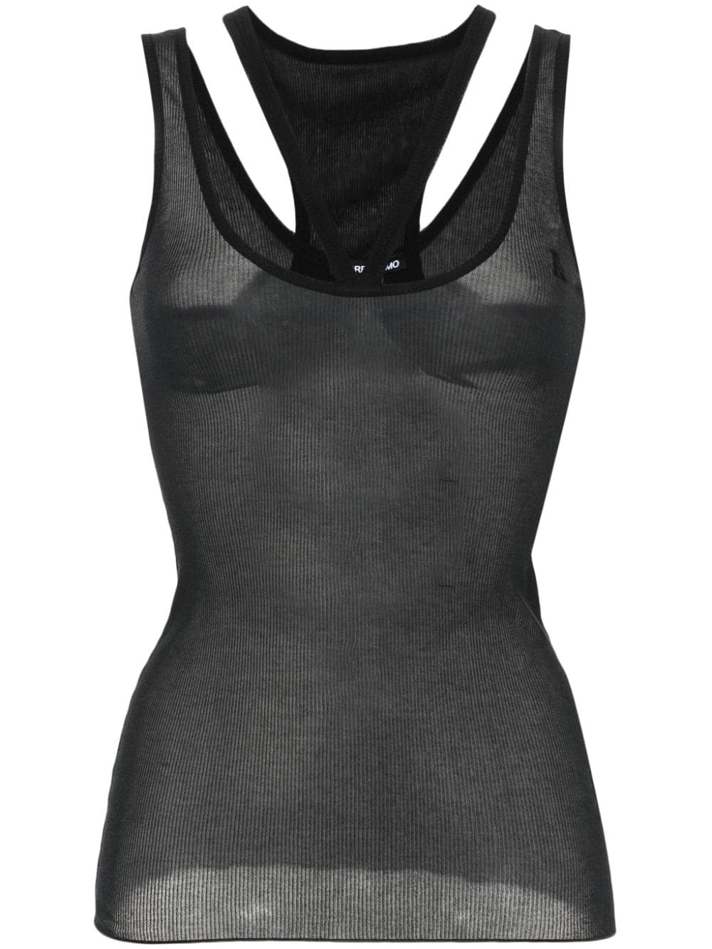 ANDREĀDAMO fine-ribbed cut-out tank top - Black von ANDREĀDAMO