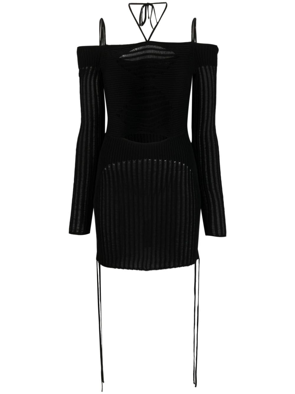 ANDREĀDAMO ribbed-knit mini dress - Black von ANDREĀDAMO