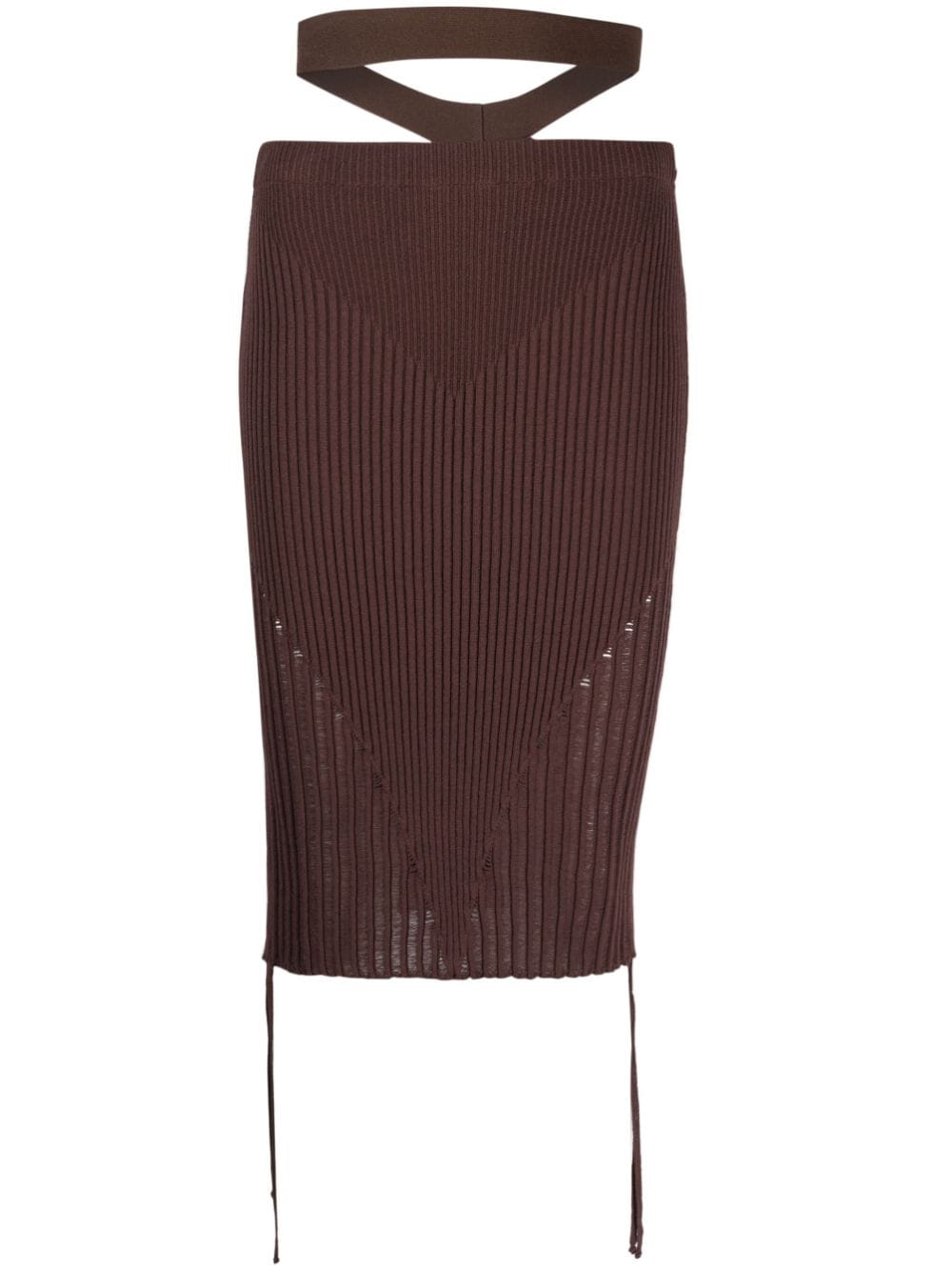 ANDREĀDAMO ribbed-knit pencil skirt - Brown