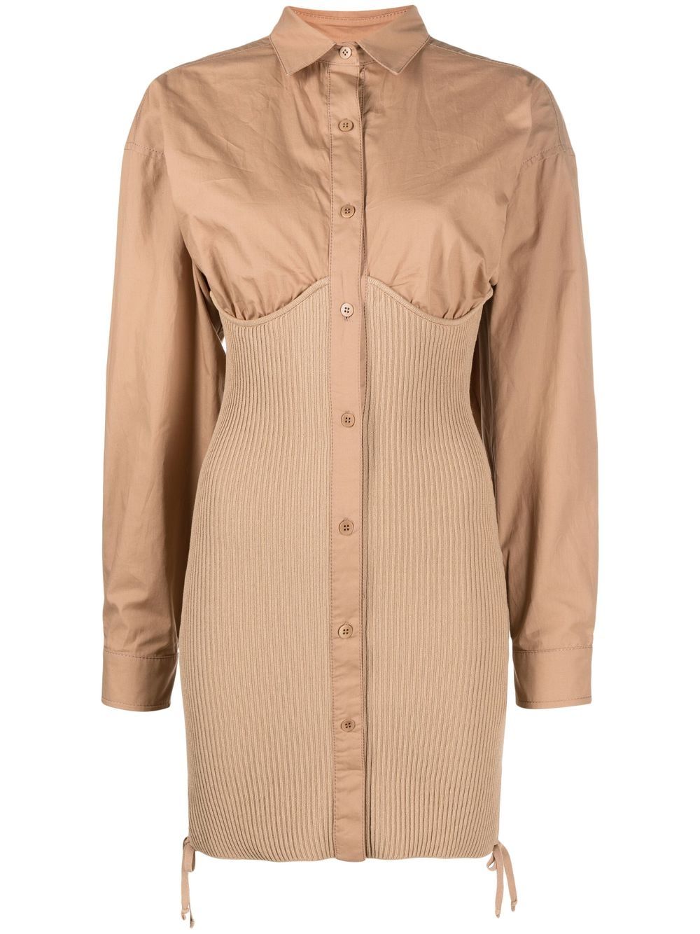 ANDREĀDAMO ribbed mini shirt dress - Neutrals von ANDREĀDAMO