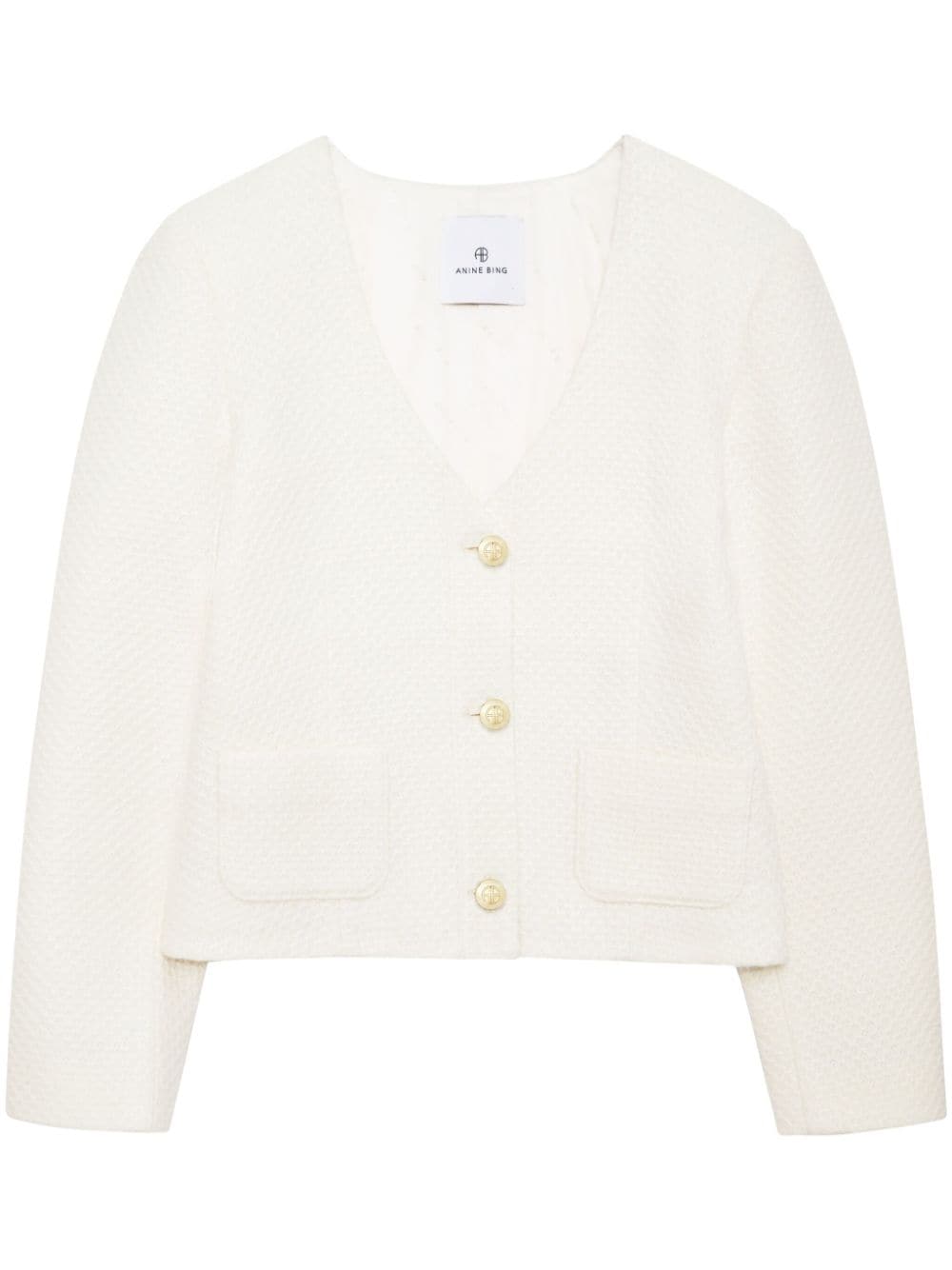 ANINE BING Anitta V-neck cardigan - White von ANINE BING