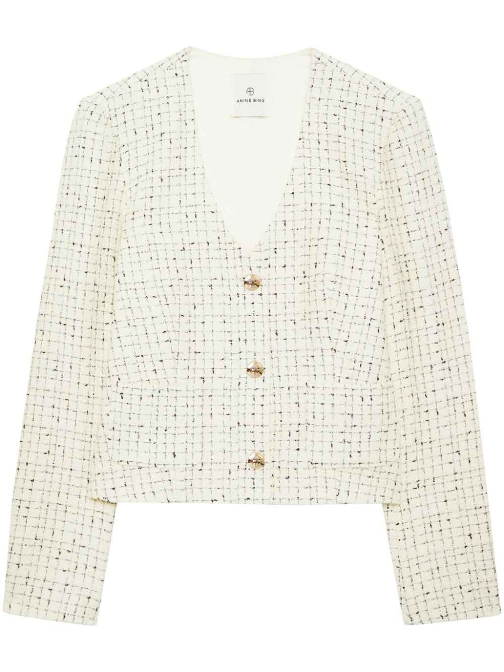 ANINE BING Anitta tweed cropped jacket - White von ANINE BING