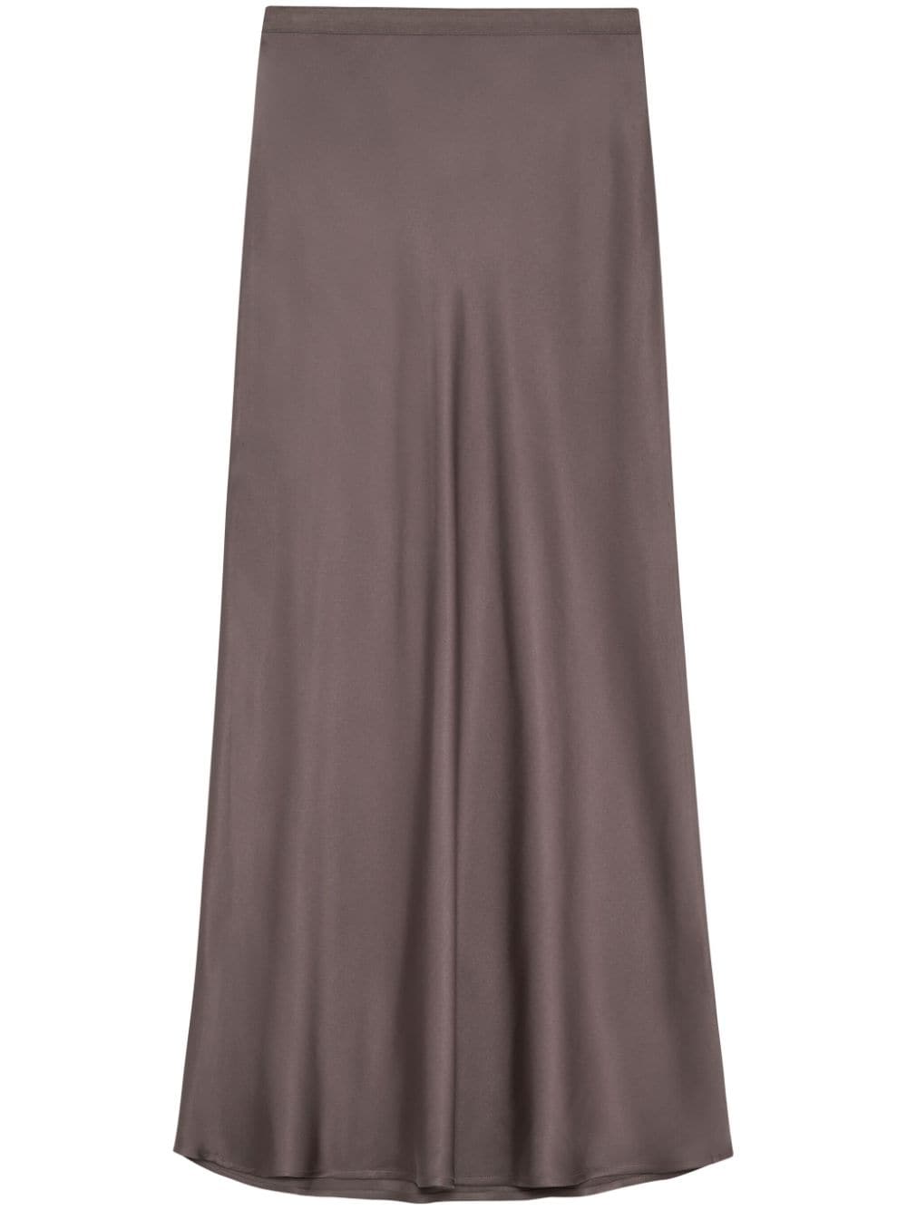 ANINE BING Bar fluted silk-satin midi skirt - Brown von ANINE BING