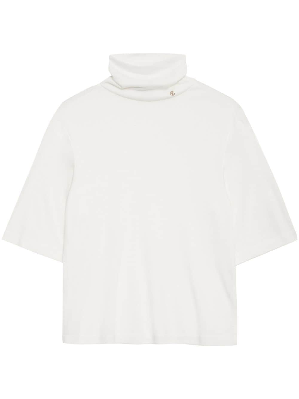 ANINE BING Corbin modal-cashmere roll-neck top - White von ANINE BING