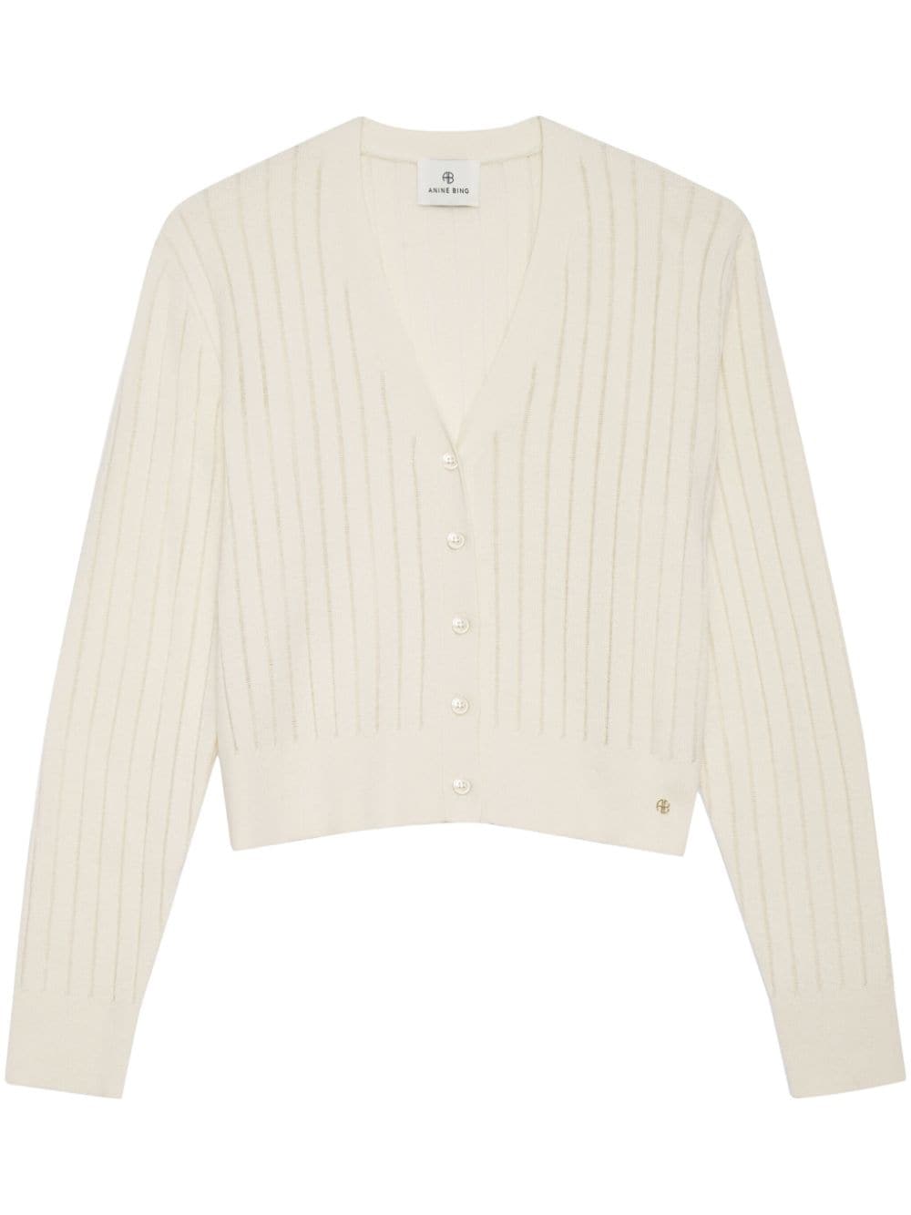 ANINE BING Hazel ribbed-knit cardigan - Neutrals von ANINE BING