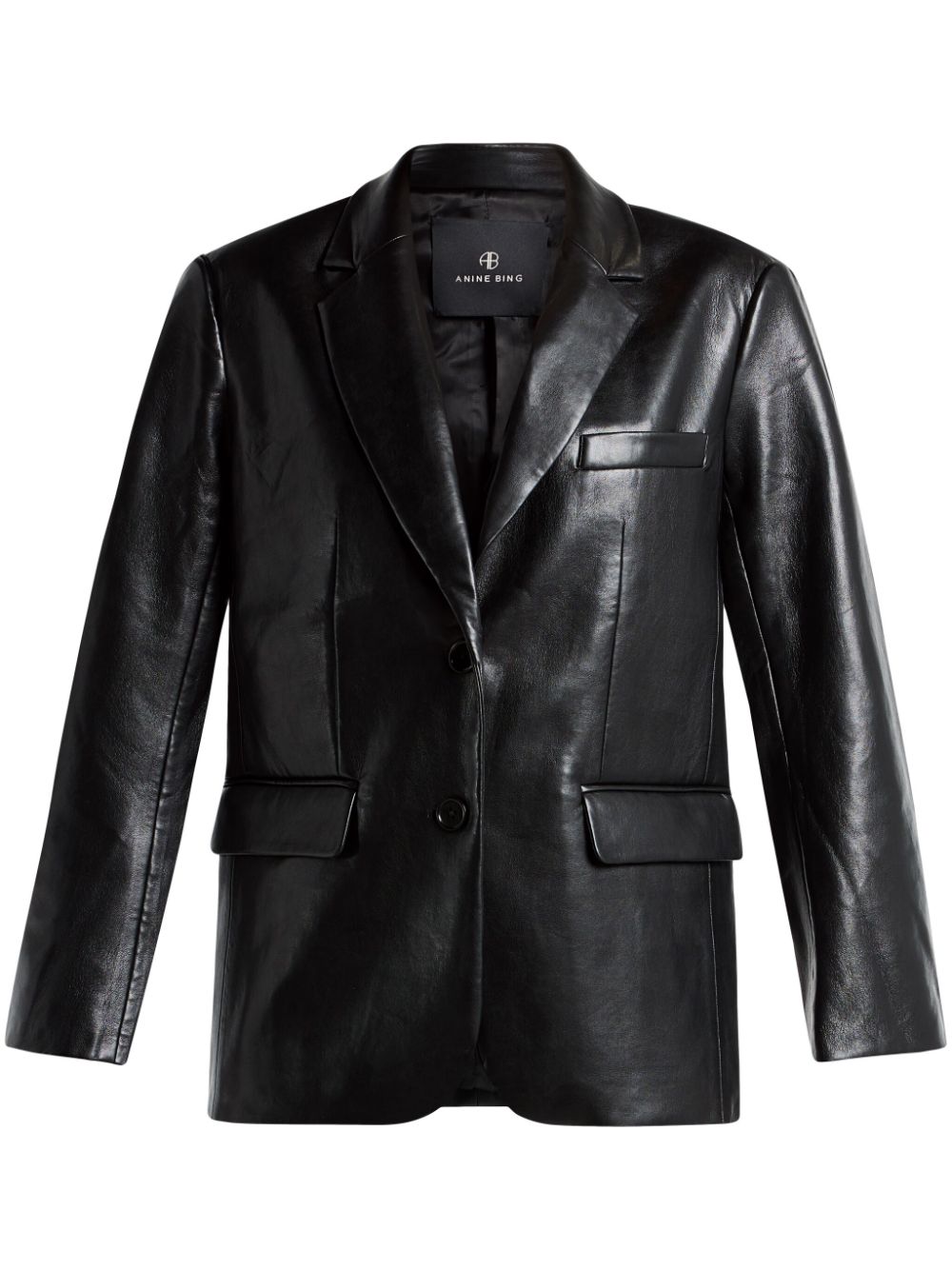 ANINE BING Lou single-breasted leather blazer - Black von ANINE BING