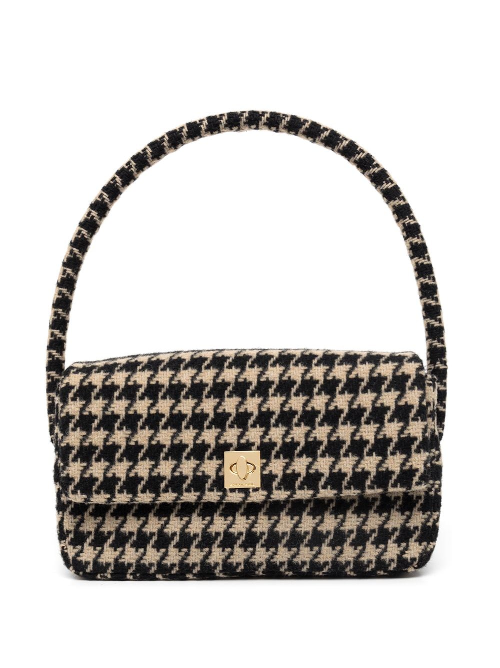 ANINE BING Nico houndstooth logo-clasp shoulder bag - Black von ANINE BING