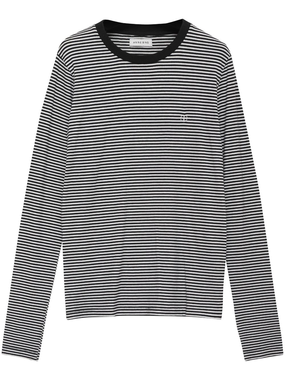 ANINE BING embroidered-logo striped top - Black von ANINE BING