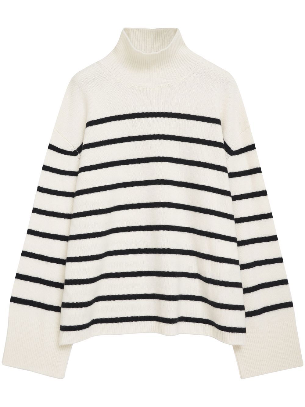 ANINE BING horizontal stripes funnel-neck jumper - White von ANINE BING