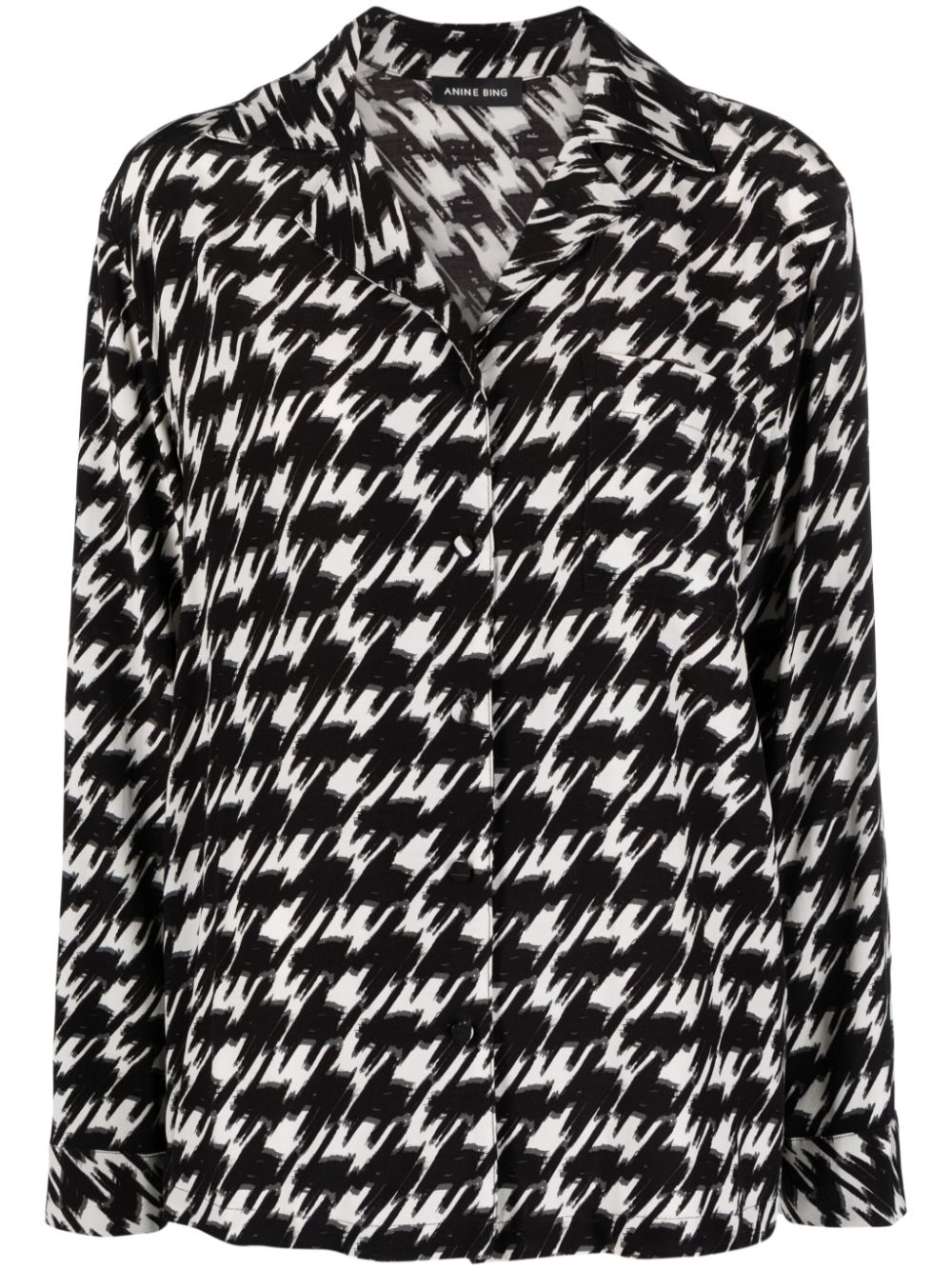 ANINE BING houndstooth-print crepe blouse - Black von ANINE BING