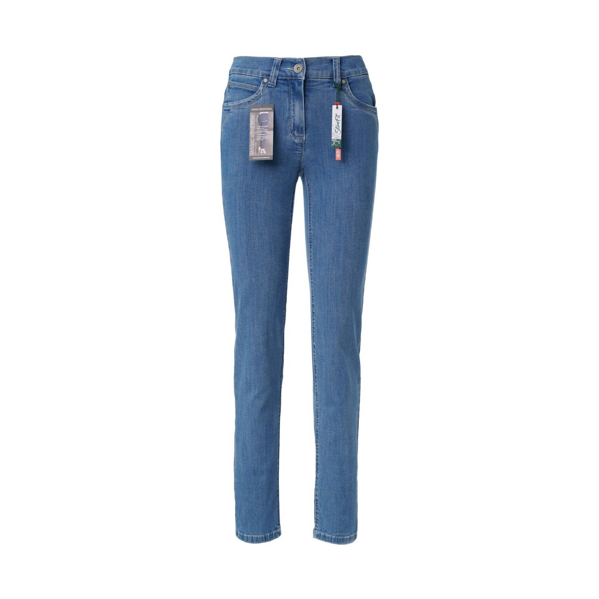 Jeans, Slim Fit Damen Bleached Blau 42 von ANNA MONTANA