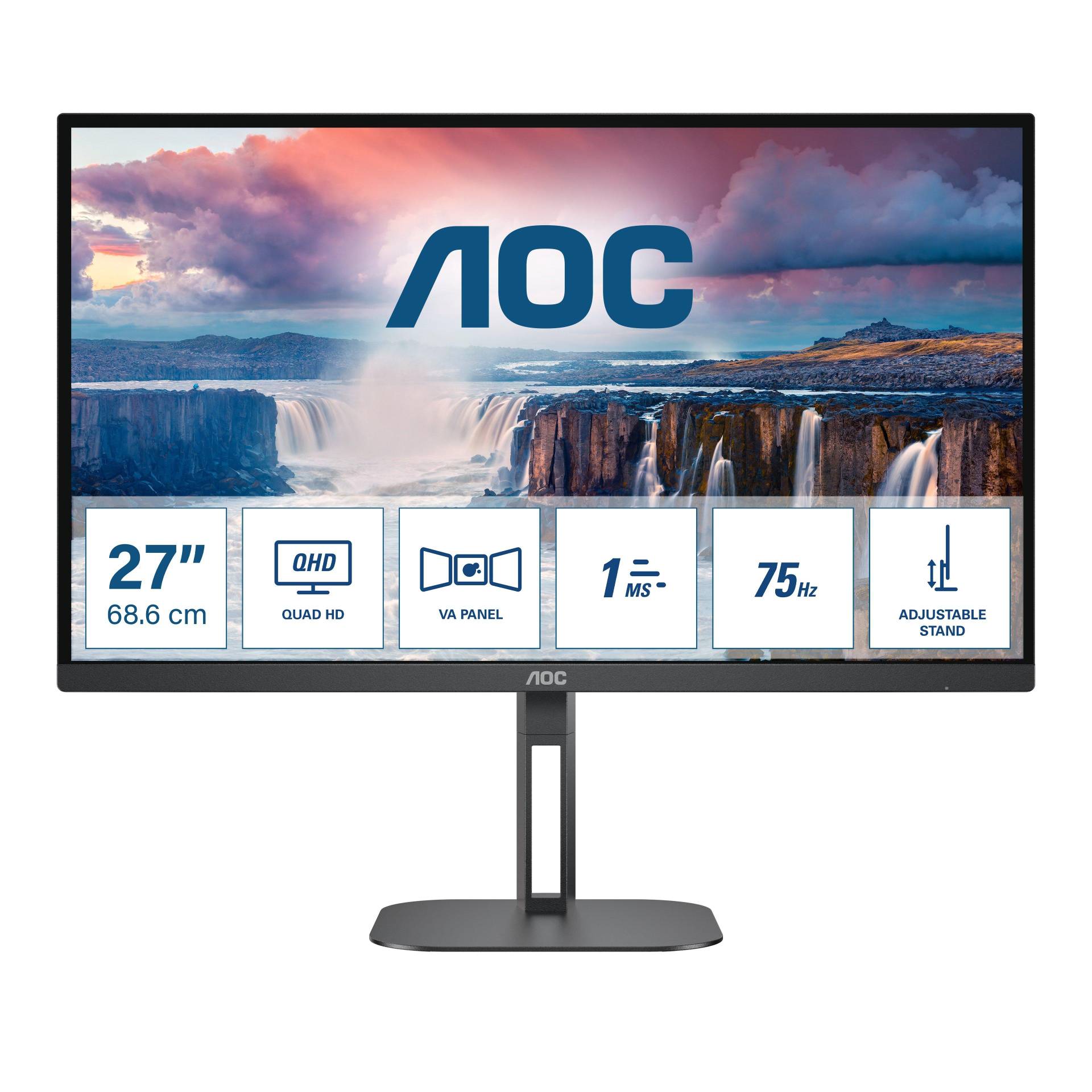 V5 Q27V5N Computerbildschirm 68,6 cm (27") 2560 x 1440 Pixel Quad HD LED Schwarz von AOC