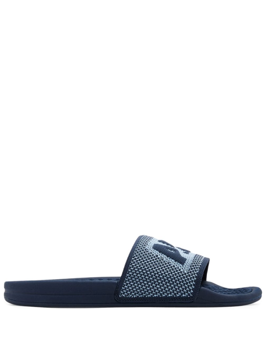 APL: ATHLETIC PROPULSION LABS logo-embossed knitted slides - Blue