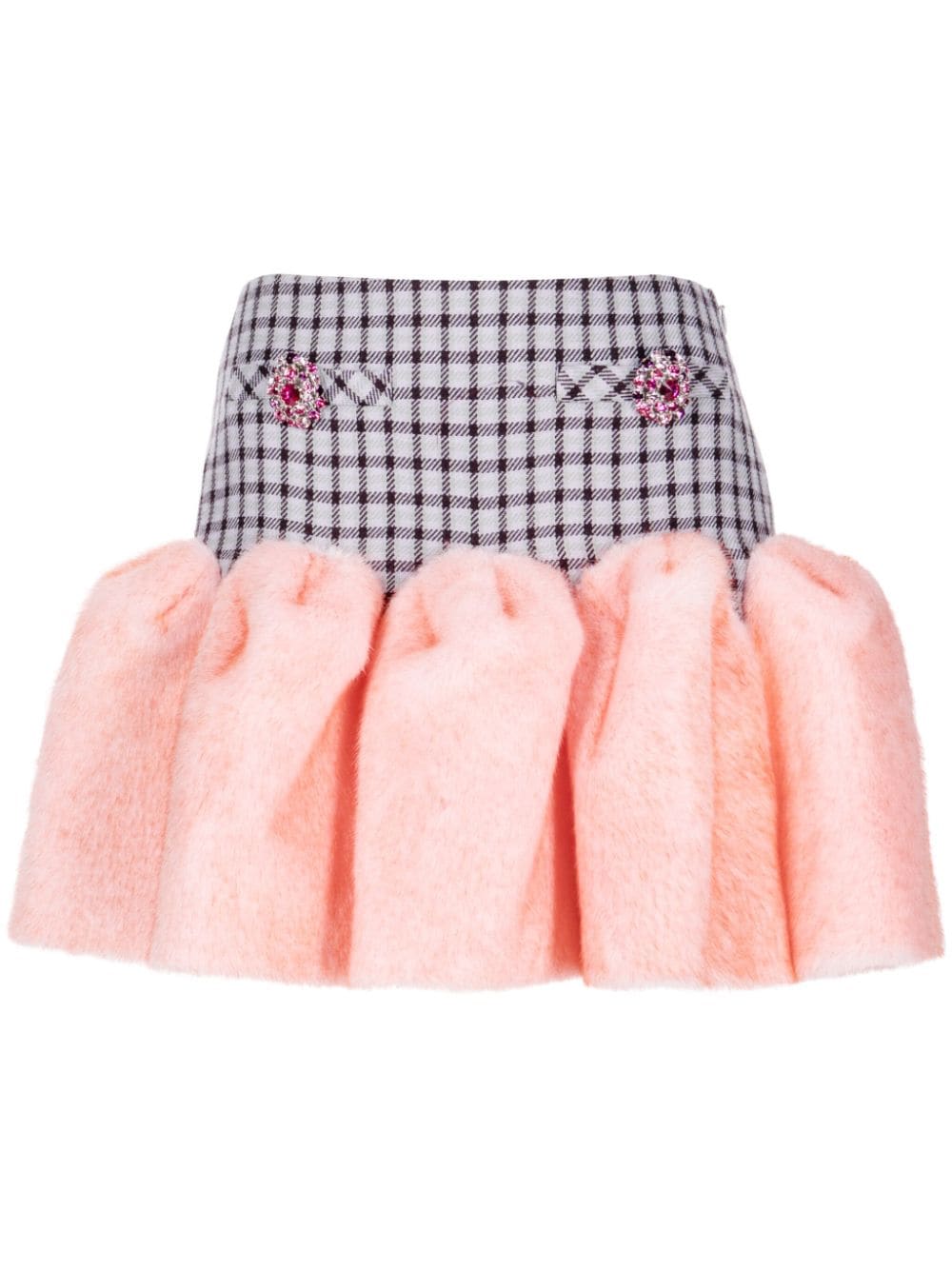 AREA Godet faux fur-trimmed mini skirt - Pink von AREA