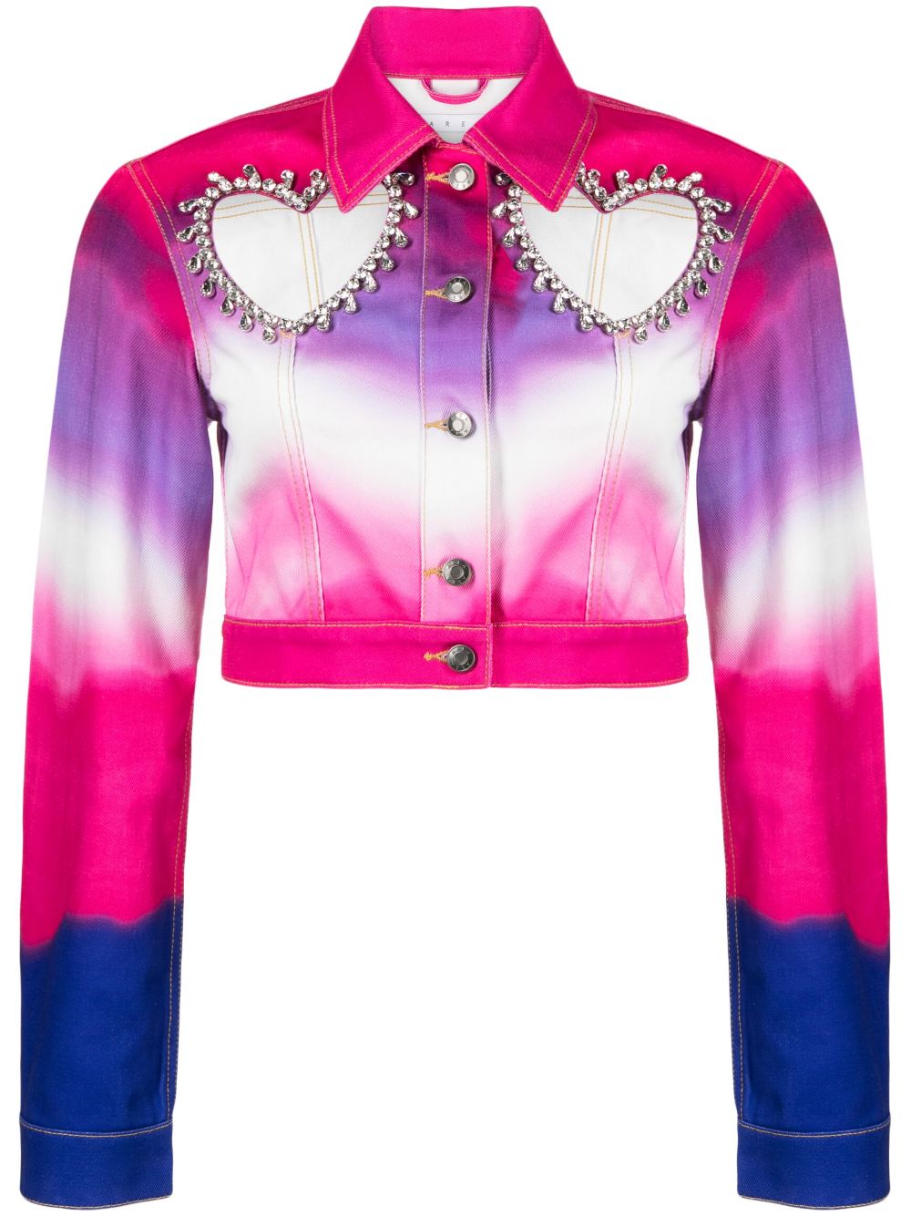 AREA Heart cut-out cropped denim jacket - Pink von AREA