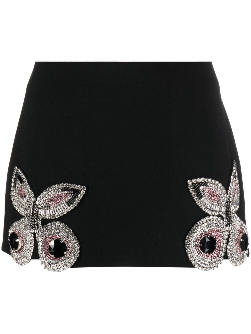 AREA butterfly-appliqué embellished miniskirt - Black von AREA