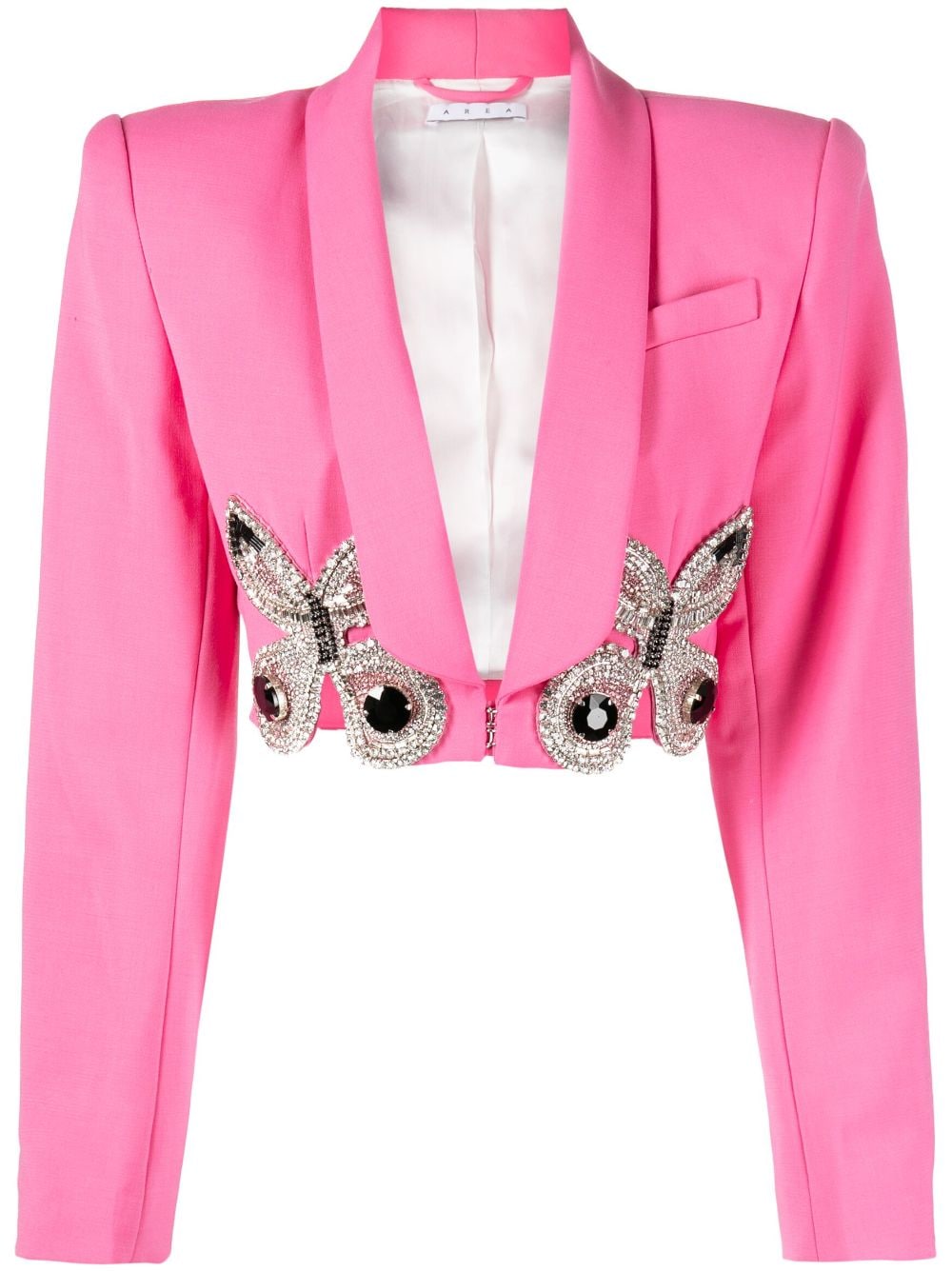 AREA butterfly-embroidered cropped blazer - Pink von AREA