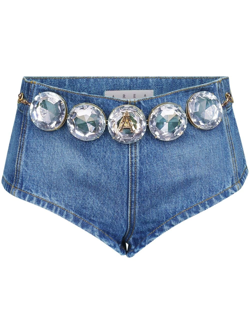 AREA crystal-belt denim shorts - Blue von AREA