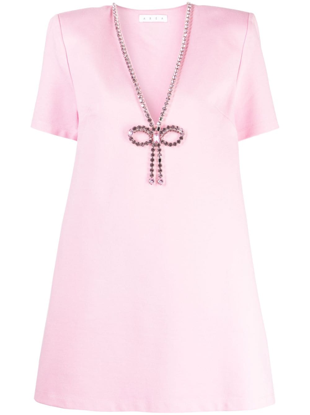 AREA crystal bow V-neck minidress - Pink von AREA
