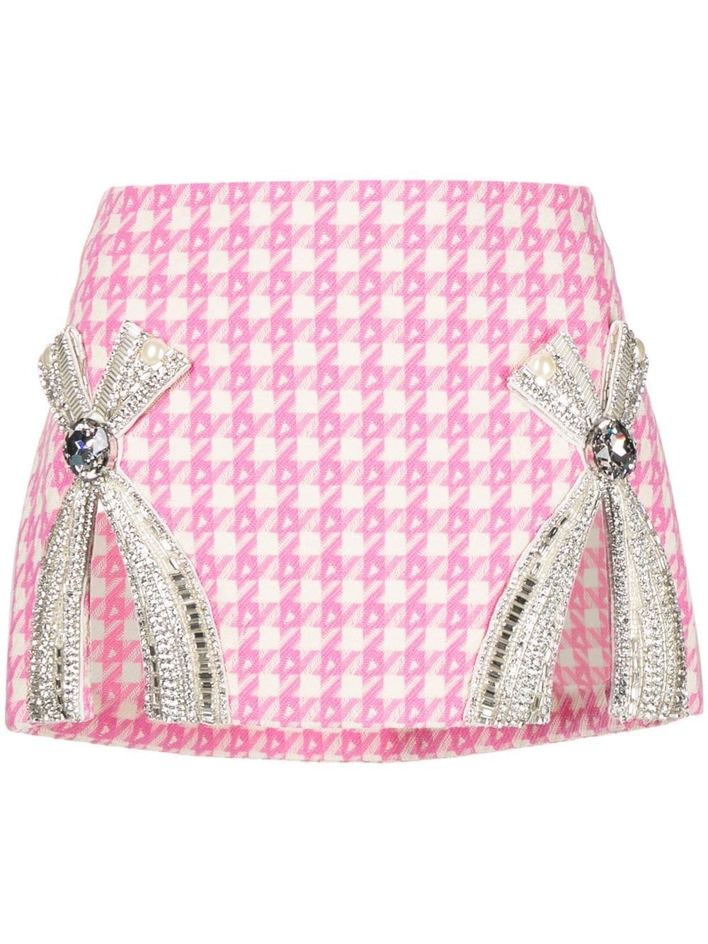 AREA crystal-embellished bow detail miniskirt - Pink von AREA