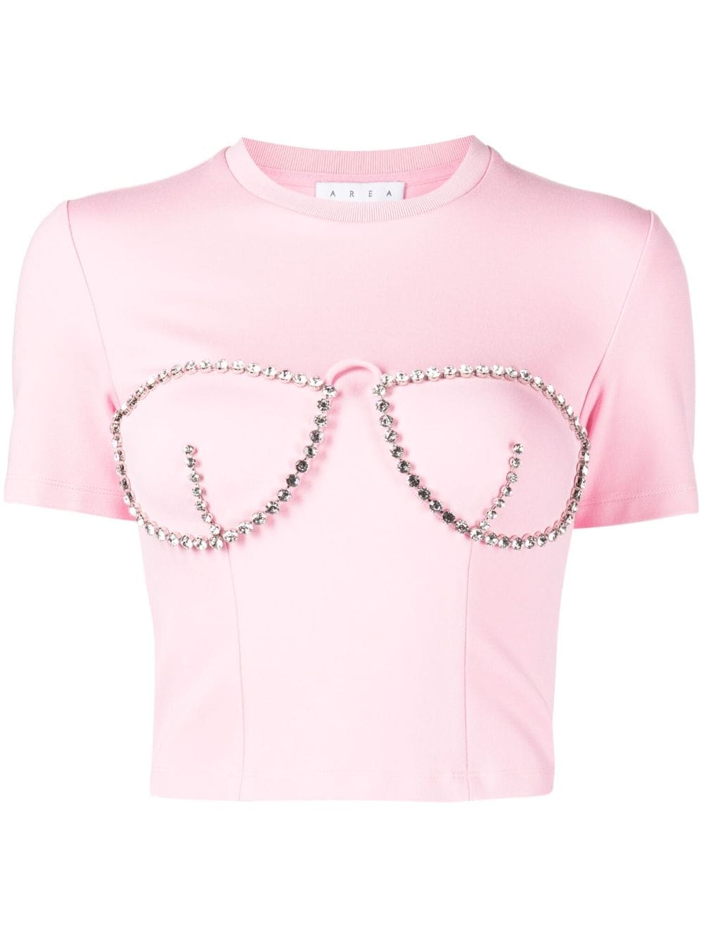 AREA crystal-embellished bustier-cup T-shirt - Pink von AREA