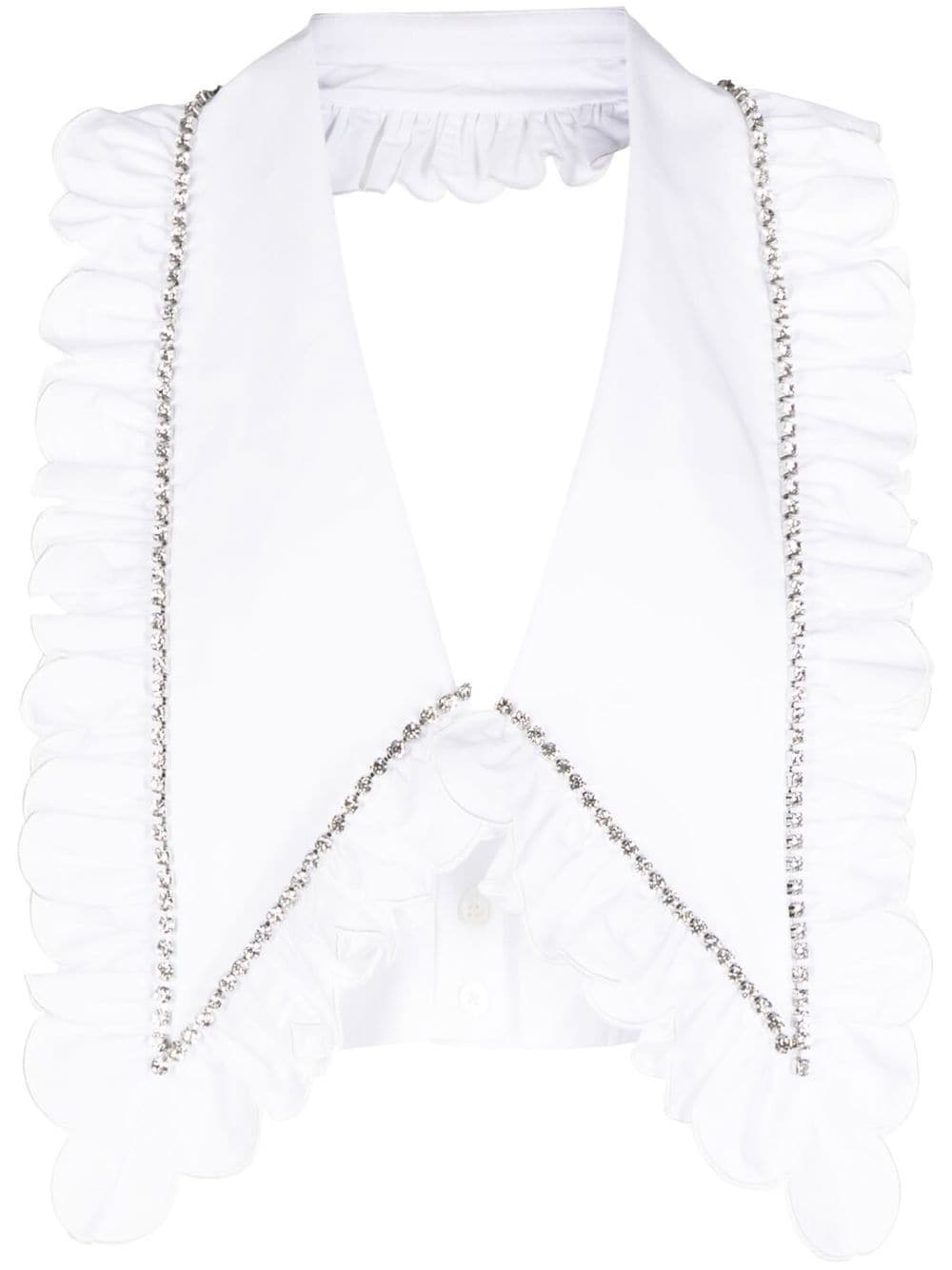 AREA crystal-embellished cropped top - White von AREA