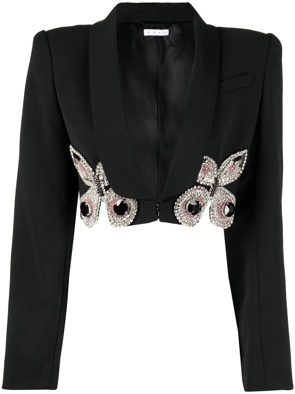 AREA crystal-embellished cropped wool blazer - Black von AREA