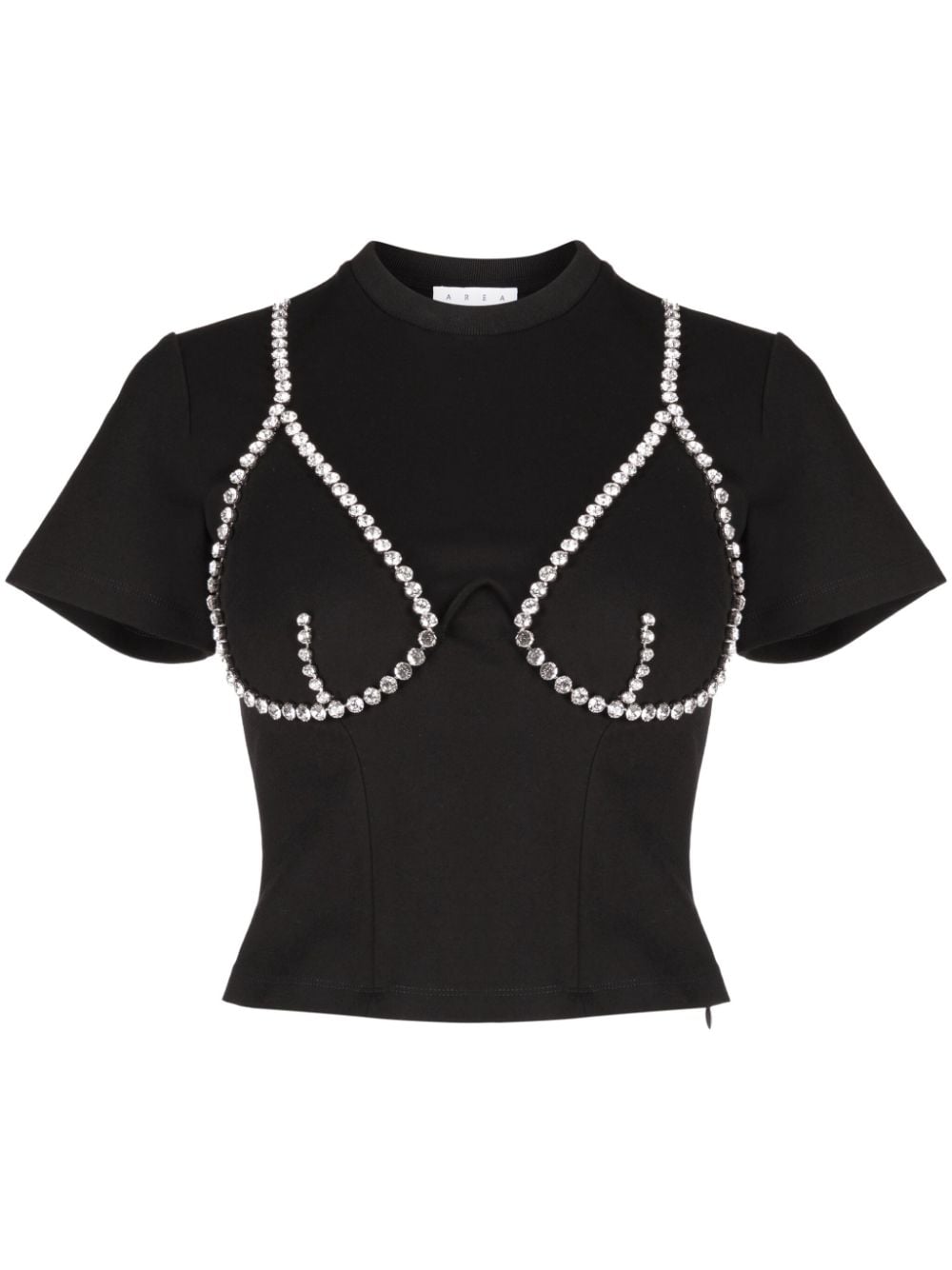 AREA crystal-embellished cup-chain T-shirt - Black von AREA