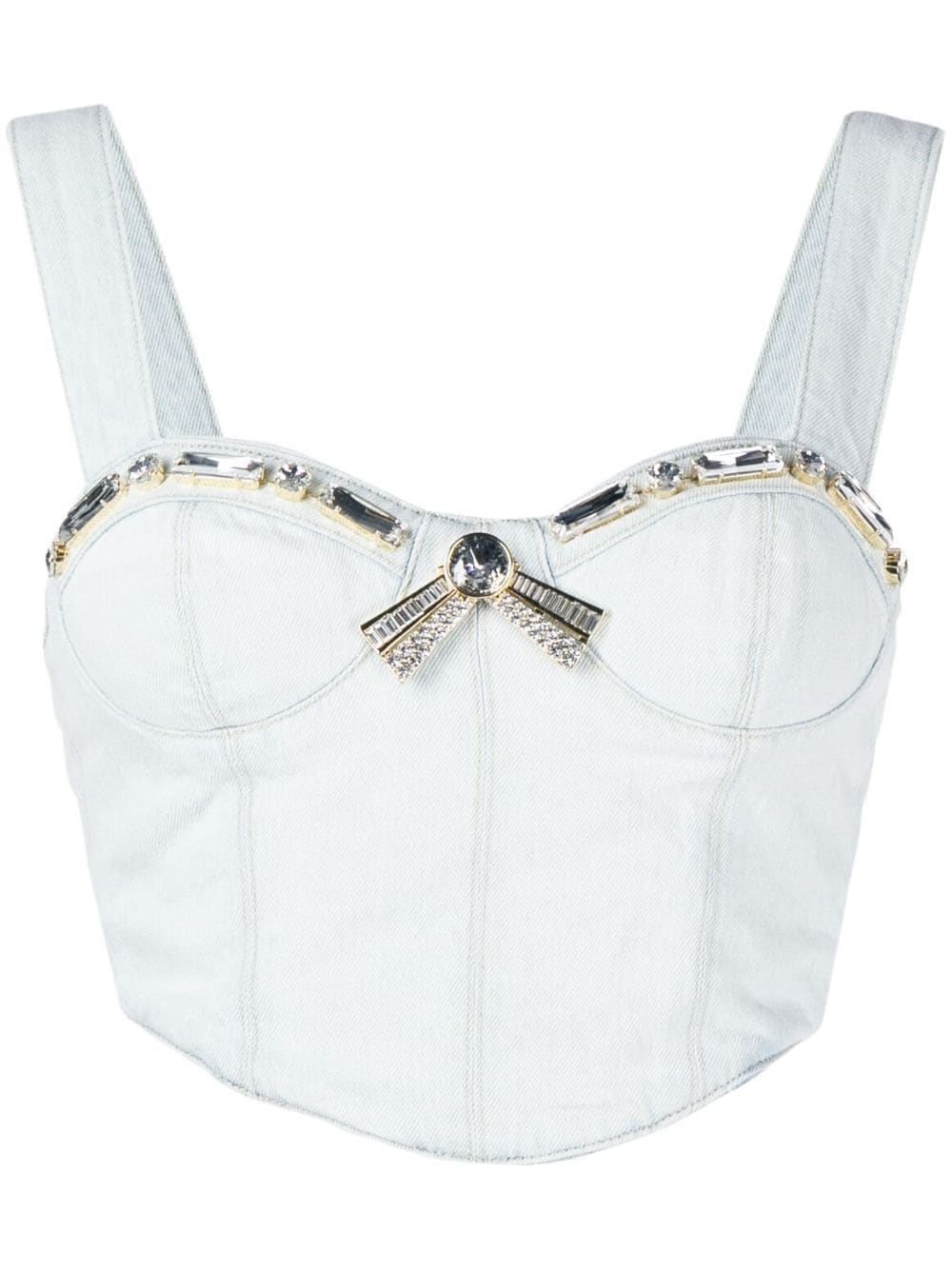 AREA crystal-embellished denim top - Blue von AREA