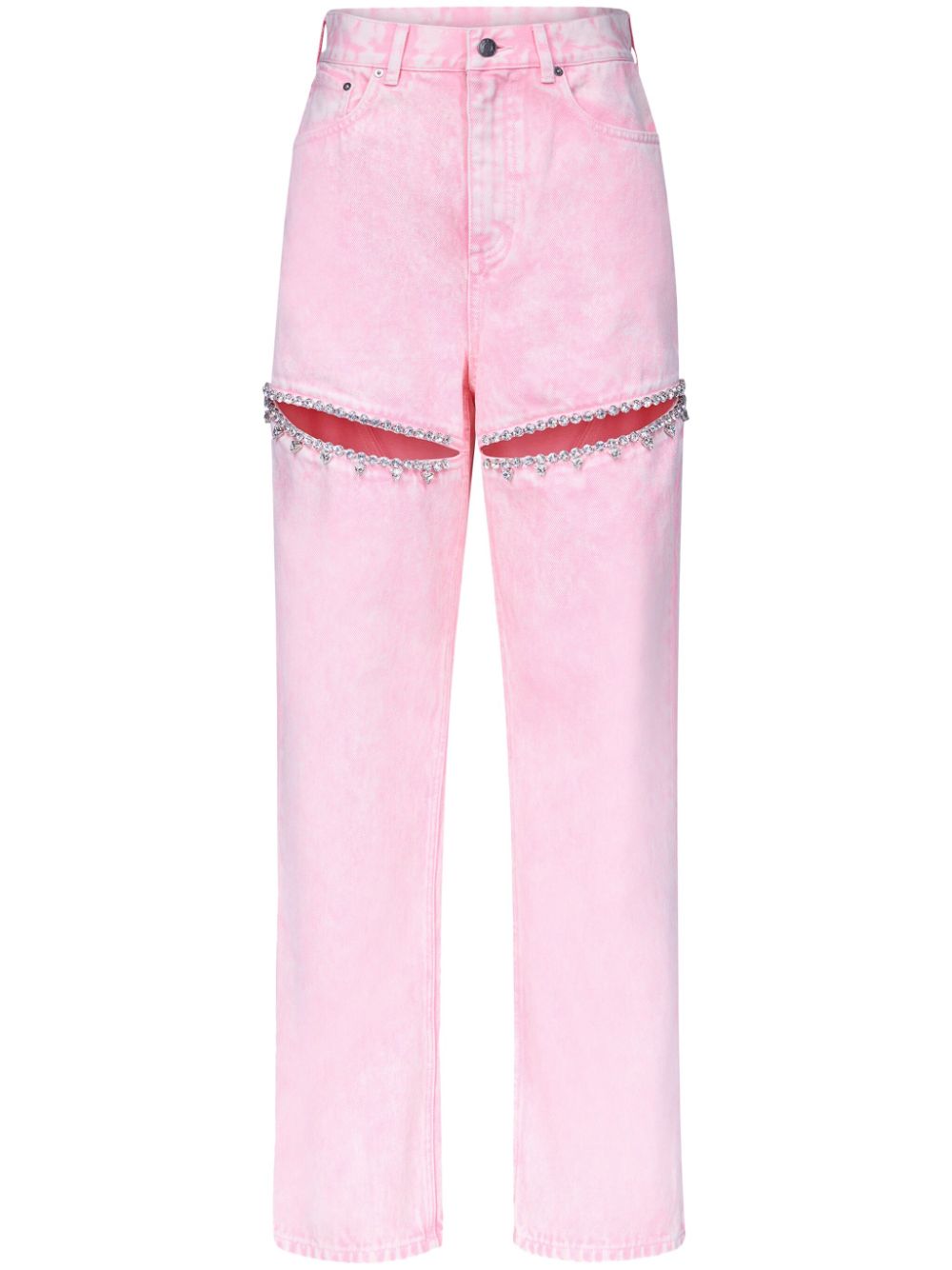 AREA crystal-embellished high-rise straight-leg jeans - Pink von AREA